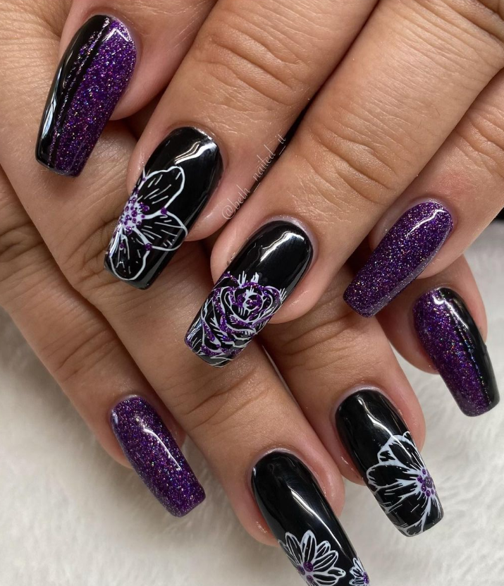 Make an Impact: Dark Purple Nail Designs | Dark purple nails, Violet nails,  Purple glitter nails
