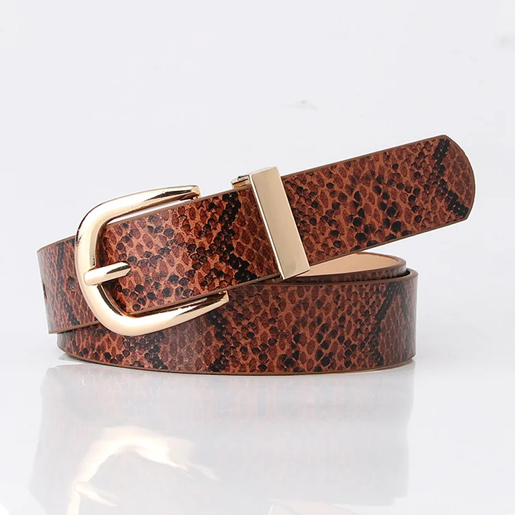 Vintage PU Leather Snake Pattern Buckle Belt