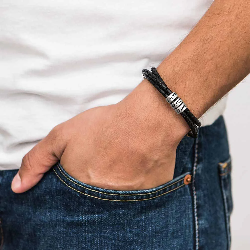 Engraved name bracelet, Personalized gift for him