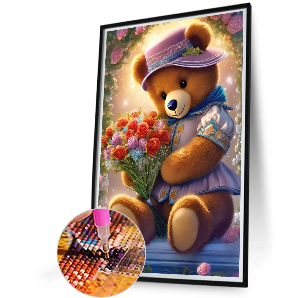 Diamond Painting - Full Round Drill - Flower Bear(Canvas|40*60cm)