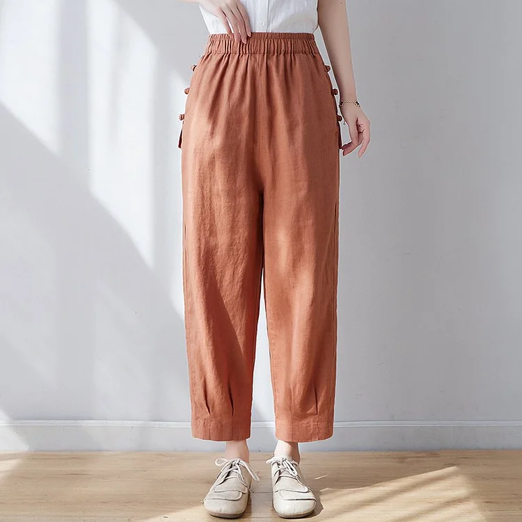 Casual Cotton Linen Pants QueenFunky