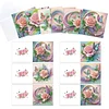 12Pcs Romantic Bouquet DIY Diamond Painting Greeting Cards for Adults Gifts