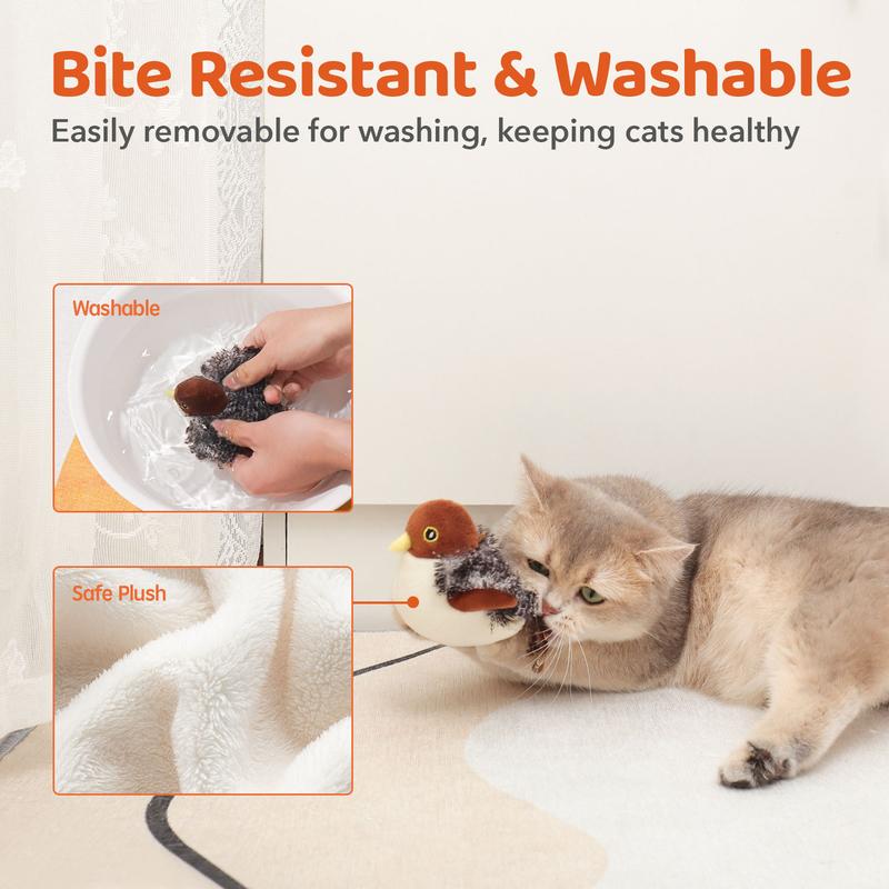 Potaroma Cat Toys Flapping Bird (DON'T FLY), Lifelike Chirping Cat Kicker (DON'T FLY), Rechargeable Touch Activated Interactive Kitten Toy 4