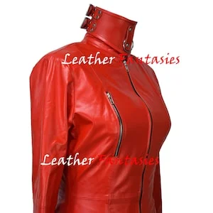 pornhint Pornhint Women Real leather gothic bodysuit/catsuit & separable BDSM neck collar/ Women Genuine Leather Fetish Bodysuit With stand up Collared dress