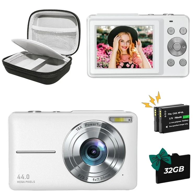 Melcam Digital Camera with Case-White