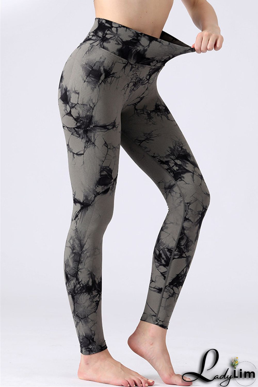 Black Casual Sportswear Print Basic Skinny High Waist Trousers