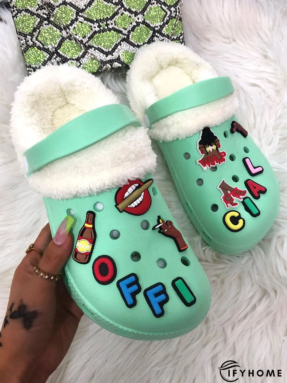 Text Letters Decor Casual EVA Vented Clogs Sandals | IFYHOME