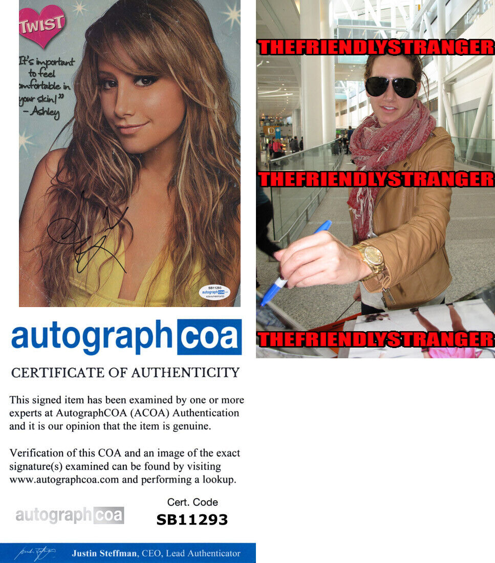 ASHLEY TISDALE signed 8X10 MAGAZINE PAGE Proof - HSM Hot SEXY Hellcats ACOA COA