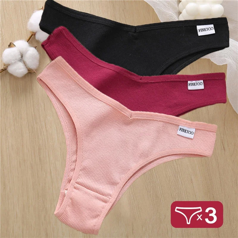 3PCS/Set Cotton Lingerie Panties Sexy Underwear Women Briefs Tangas Female Underpants Pantys Thong Panties Bikini Solid 6 Color