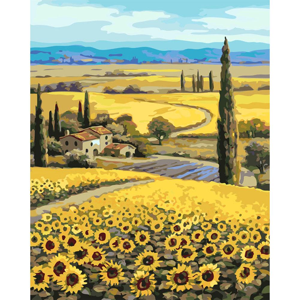 

40x50cm - Paint By Numbers Sunflower Village, 501 Original