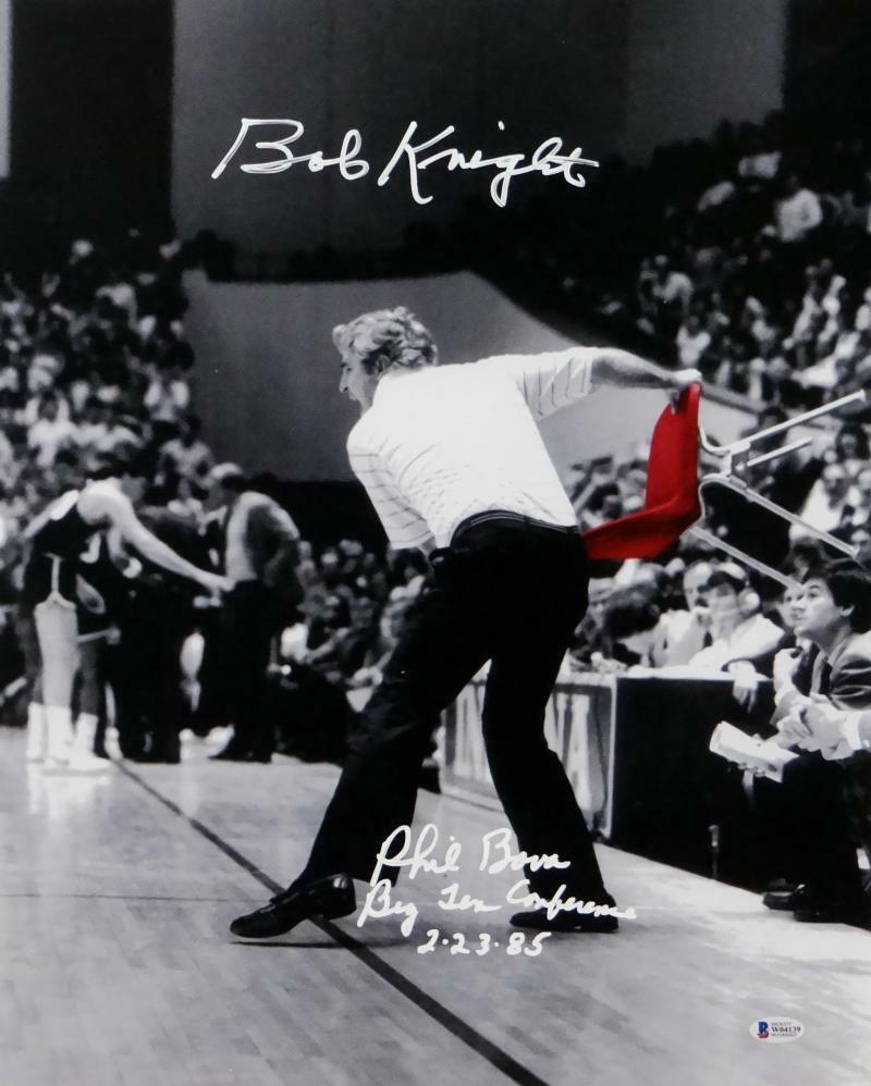 Bob Knight Phil Bova Signed 16x20 Red Chair Photo Poster painting w/ Big Ten Beckett Auth *White