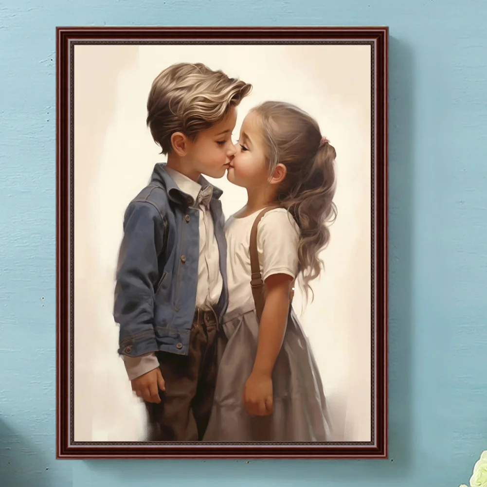 Diamond Painting - Full Round Drill - Kid Sweet Couple(Canvas|30*40cm)