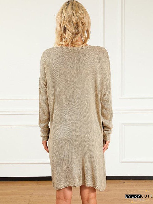 Stylish Mid-Length Knit Cardigan With Lazy Solid Color Design For Women Offering Fashionable Comfort