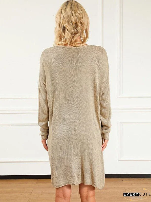 Stylish Mid-Length Knit Cardigan With Lazy Solid Color Design For Women Offering Fashionable Comfort