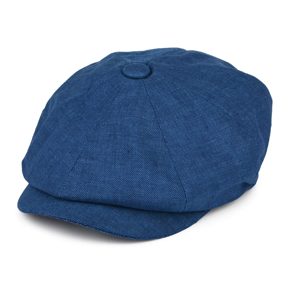 H&F Hats Alfie Irish Linen Newsboy Cap - Blue