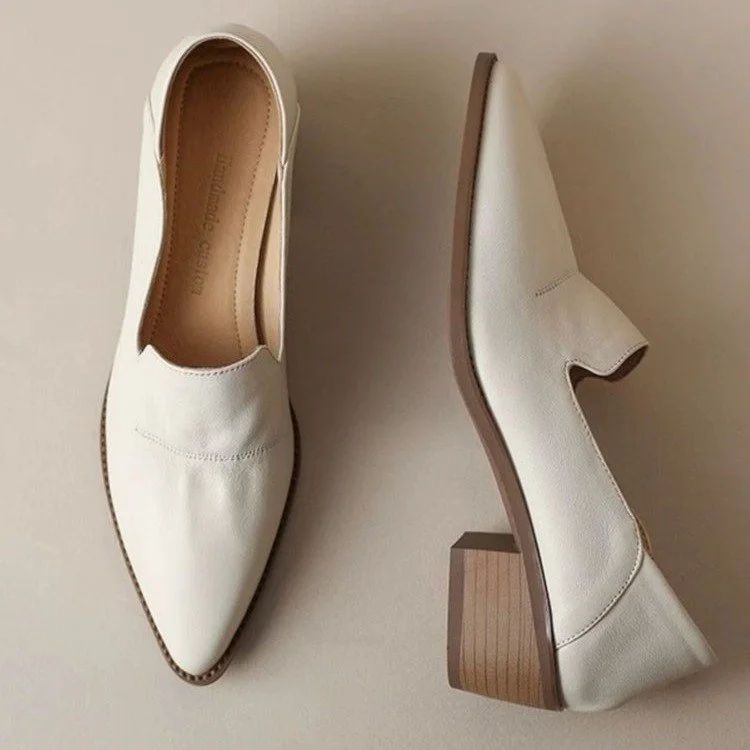 Yyvonne Heels 2025 Spring New Women's Shoes Tips Thick Heel Fashion Shoes Light Mouth Single Shoes Low Shoes Small Leather Shoes