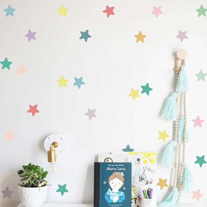 Colored fivepointed star Wall sticker Kids rooms Baby room Decorative wall vinyl Waterproof Detachable Home decor