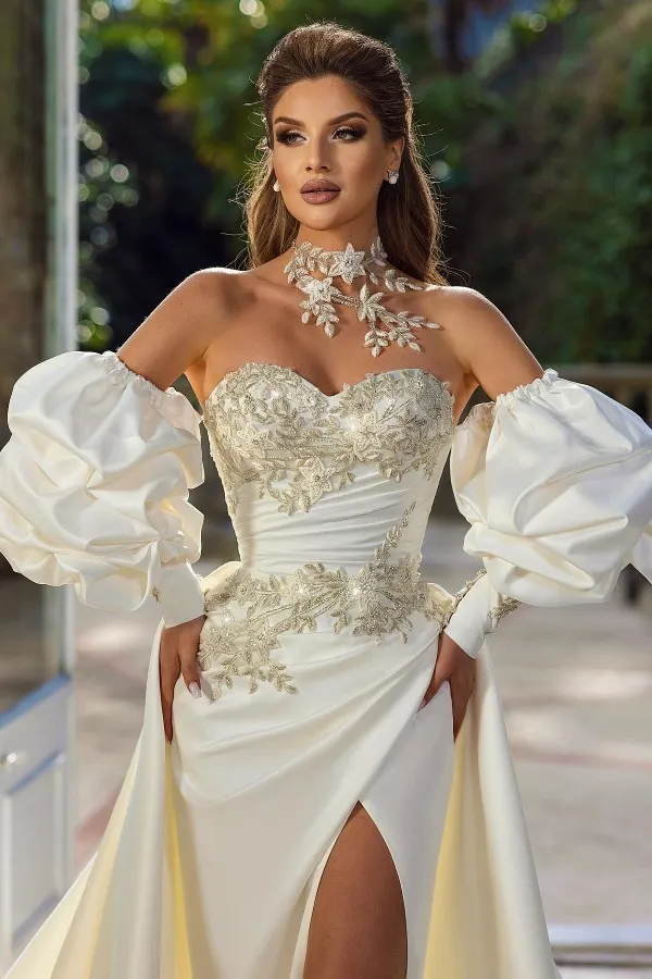 chinese dress ladies Romantic Lace & Satin Corset Wedding Dress with Detachable Overskirt main image 0