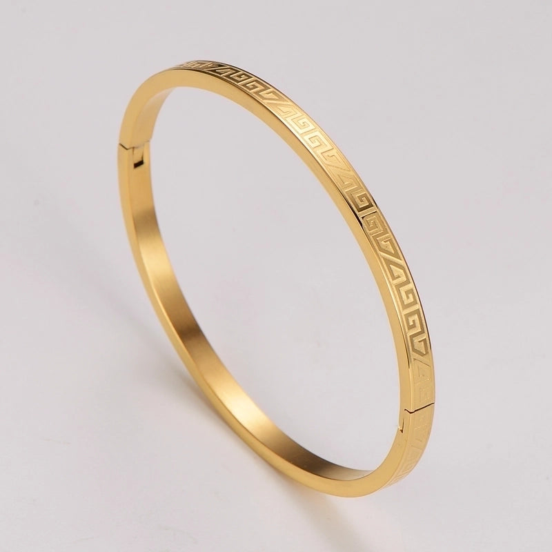 Casual Punk Commute Geometric Solid Color 304 Stainless Steel 18K Gold Plated Rose Gold Plated Bangle In Bulk