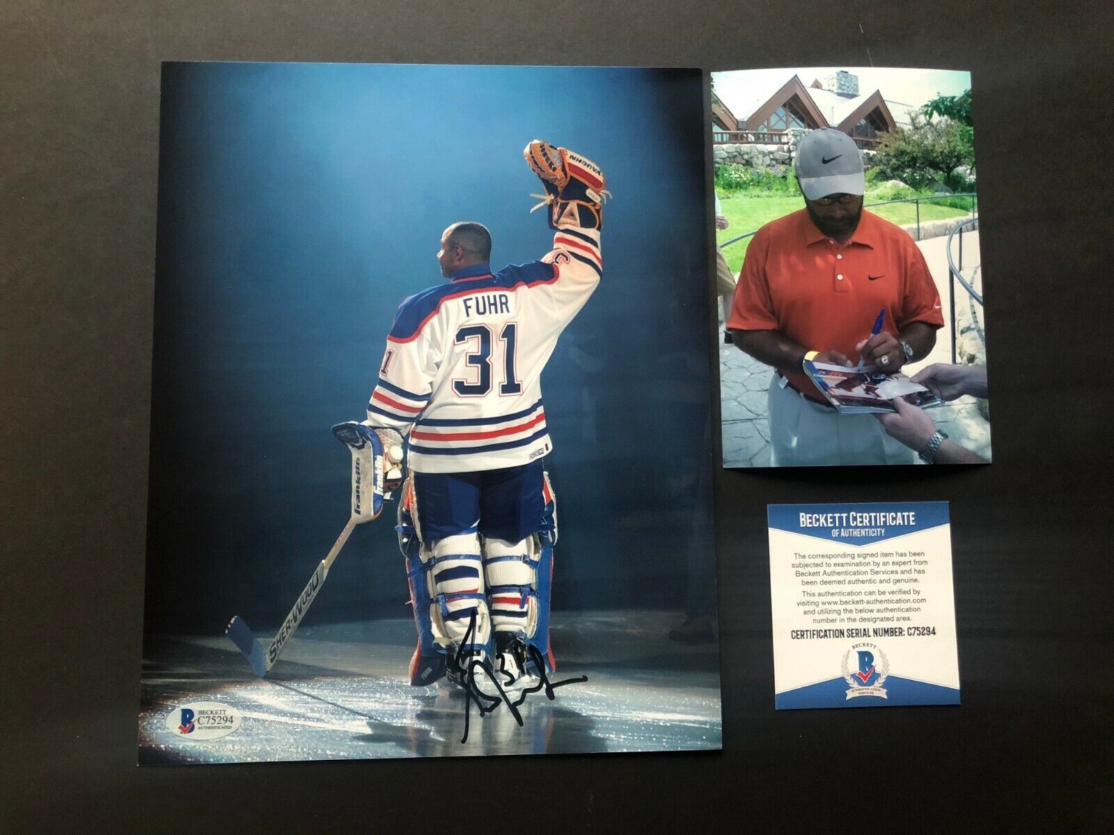 Grant Fuhr Hot! signed autographed NHL hockey Oilers 8x10 Photo Poster painting Beckett BAS coa