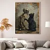 Black Cat And Skull-14CT Stamped Cross Stitch 30*40cm/11.81*15.75in