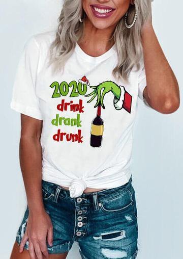 Bestdealfriday Christmas Hat 2020 Drink Drank Drunk T-Shirt