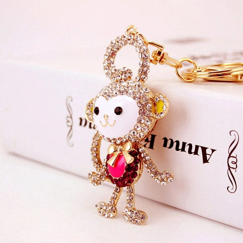 Cute Monkey Zinc Alloy Plating Inlay Rhinestones Women’s Bag Pendant Keychain