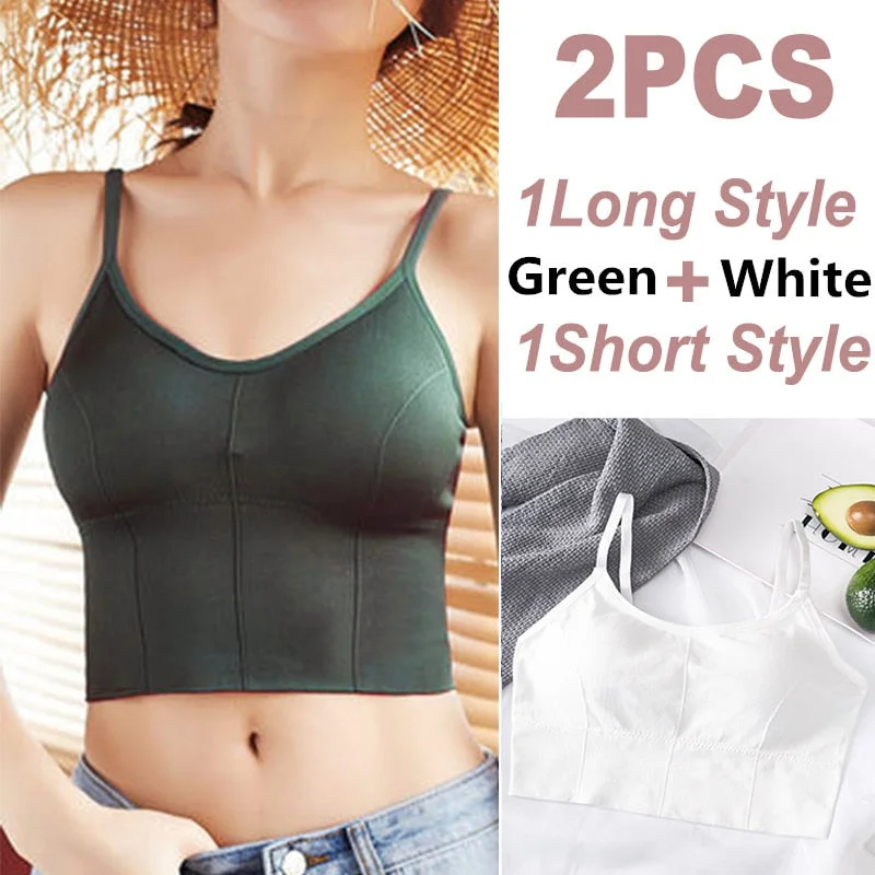 Long Style Women Tank Crop Top Sexy Underwear Female Crop Tops Lingerie Intimates With Padded Camisole Femme Push Up Bralette
