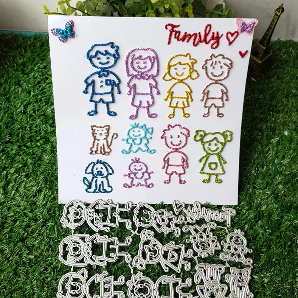 New Family members Personages metal cutting die mould scrapbook decoration embossed photo album decoration card making DIY