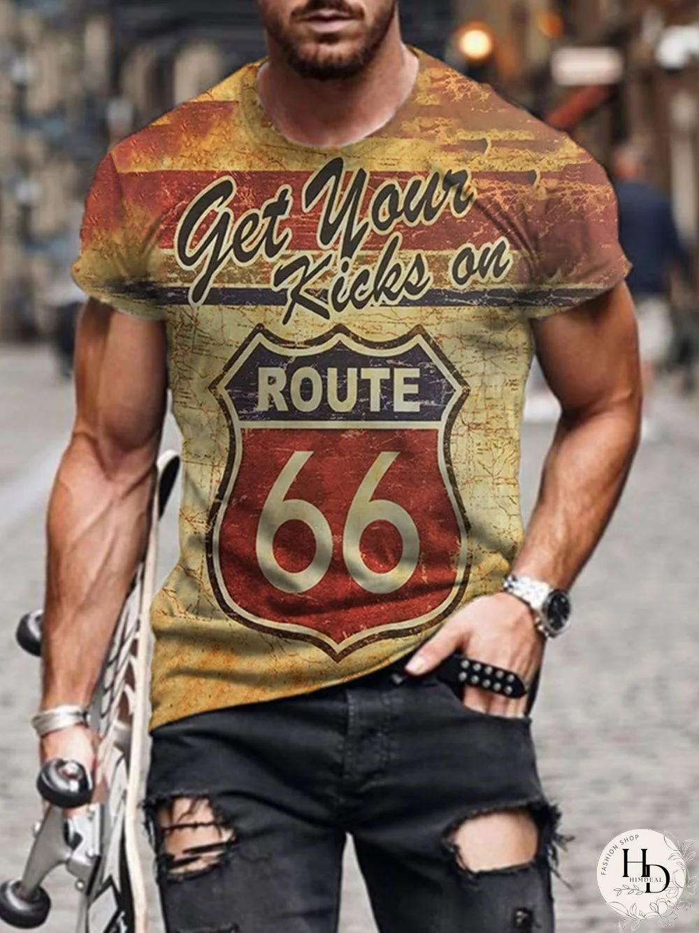 Route 66 Graphic Casual Long Sleeve Tee