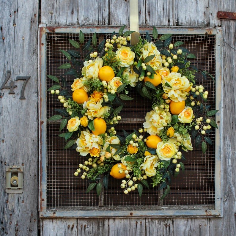 Lemonade Peony Rose & Lemon Everyday Spring Summer Front Door image 5