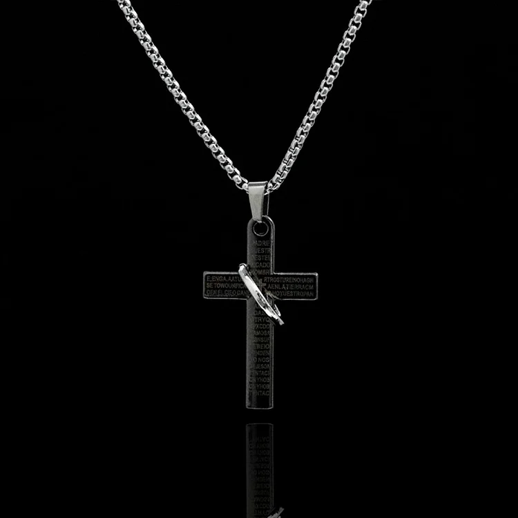 Titanium Steel Scripture Cross Necklace