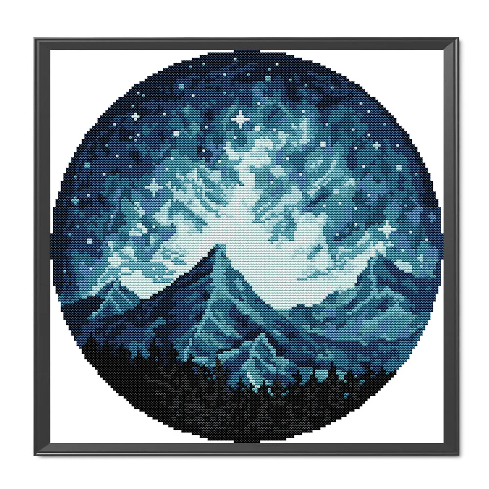 14CT Partial Printed Cross Stitch - Mountain(34*34cm)