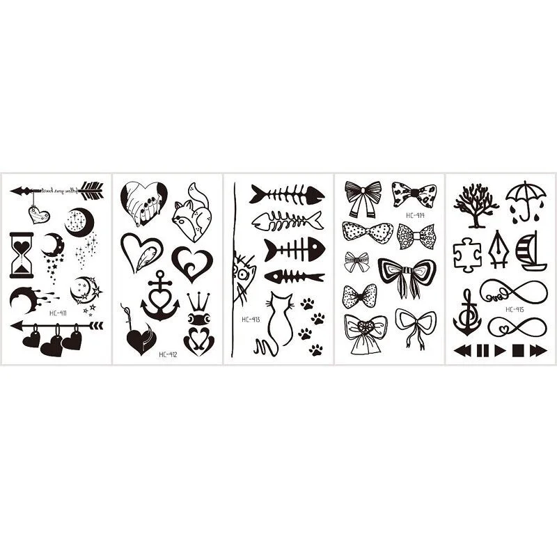 5Pcs/Set Feather Bird Element Pattern Dandelion Temporary Tattoo Sticker Fake Tattoos for Women Men Body Makeup Waterproof