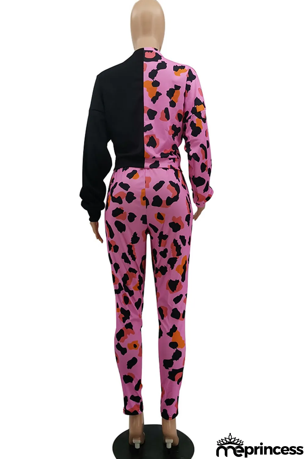 Red Casual Print Bandage Split Joint O Neck Long Sleeve Two Pieces