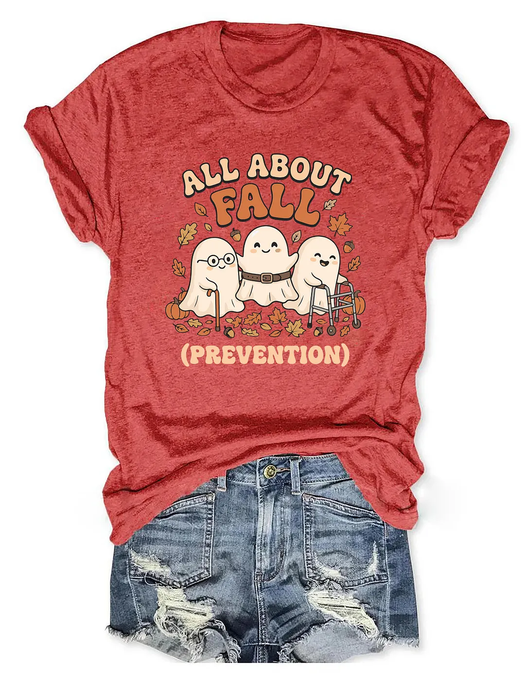 Ghost All About Fall Prevention Halloween T-shirt