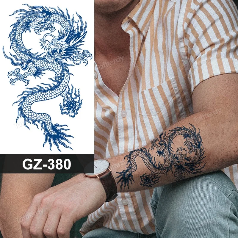 Juice Ink Lasting Waterproof Temporary Tattoo Sticker Dragon Snake Totem Tattoos Sun Wing Body Art Arm Fake Tatoo Women Men