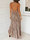Bohemia Leopard Print Backless Bandage Maxi Dress