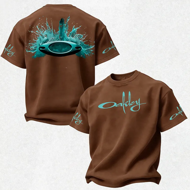 Oakley Teal Water Splash Logo Printed Men's T-shirt