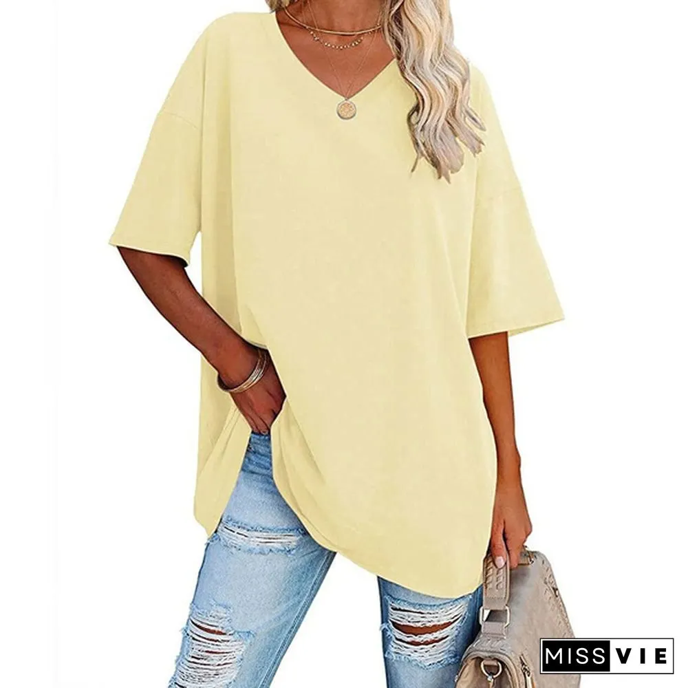 XS-8XL Spring Summer Tops Plus Size Fashion Clothes Womens Casual Short Sleeve Tee Shirts
