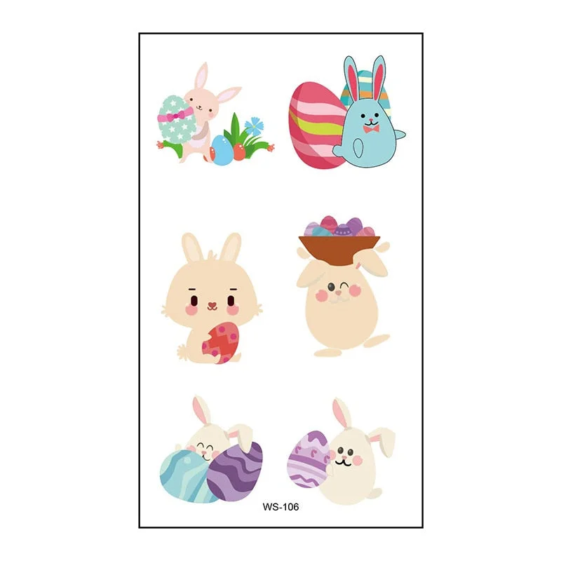 Cross-border creative cartoon waterproof sweat egg child cute rabbit egg tattoo sticker Easter tattoo sticker