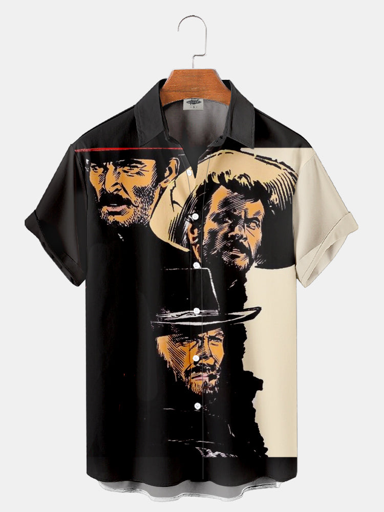 Men'S Classic West Movie Poster Printed Shirt PLUSCLOTHESMAN