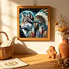 Moonlit Native And Wolf Special Shaped 5D DIY Partial Drill Diamonds Dots Gem Art Kits 11.81 X11.81inch Diamond Dots Paintings Diamonds Paintings Gem Art for Adults Beginners Home Decor