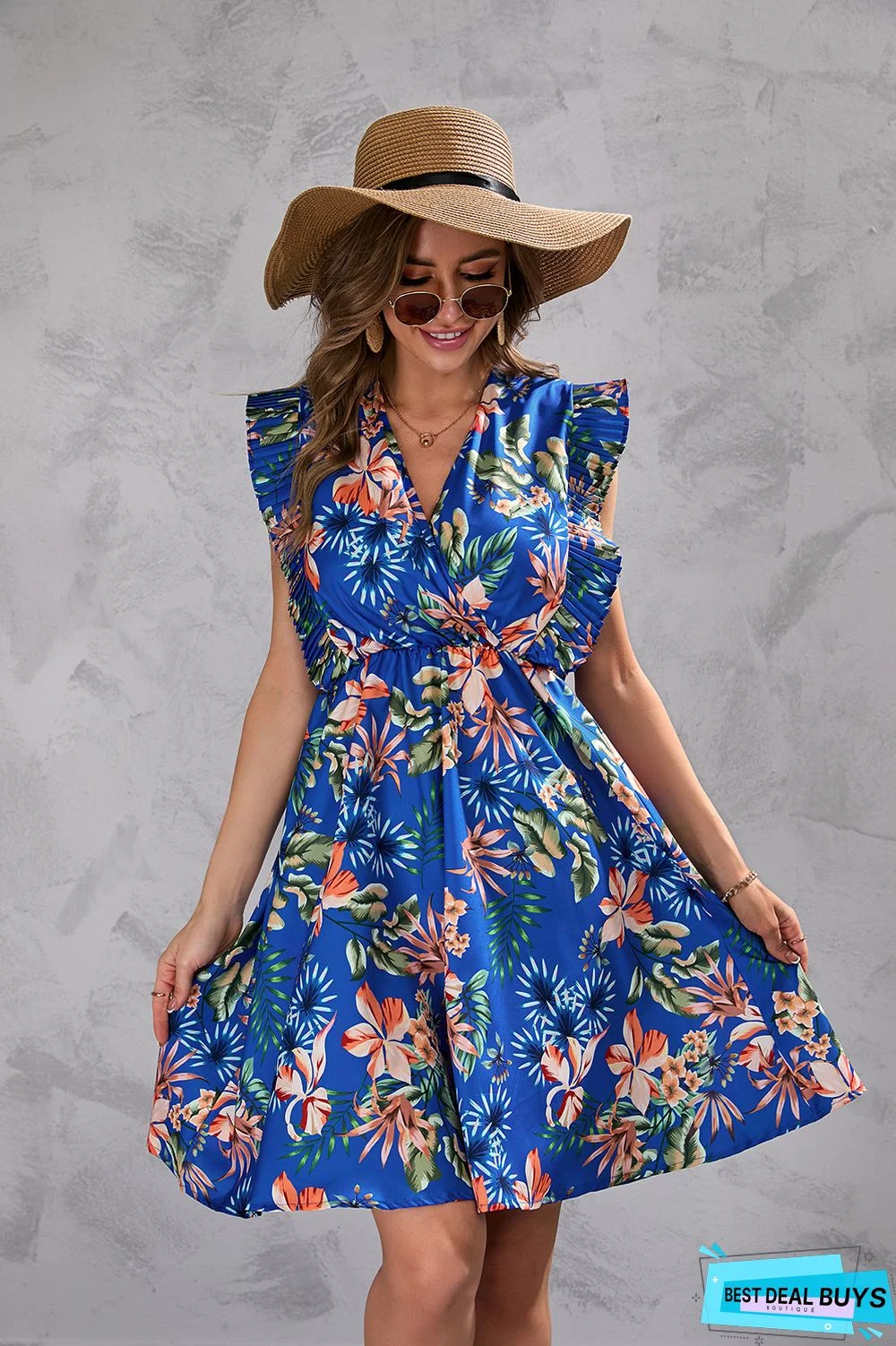Summer Flower Print Sleeveless Dress