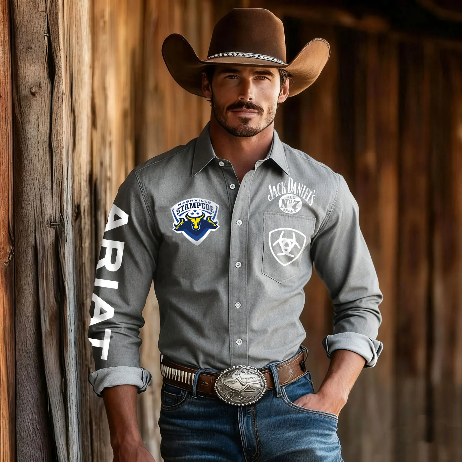 Men's Western-style Shirt With Pattern