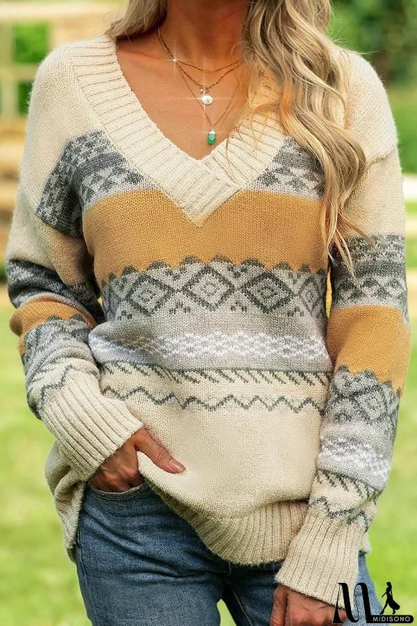 MidiSono - Modern Print Long Sleeve Sweater