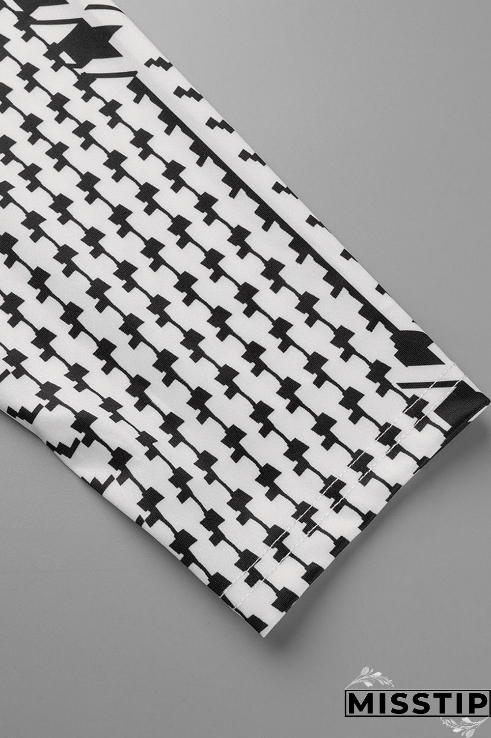 Black White Casual Print Ripped Printing Cardigan Collar Long Sleeve Two Pieces