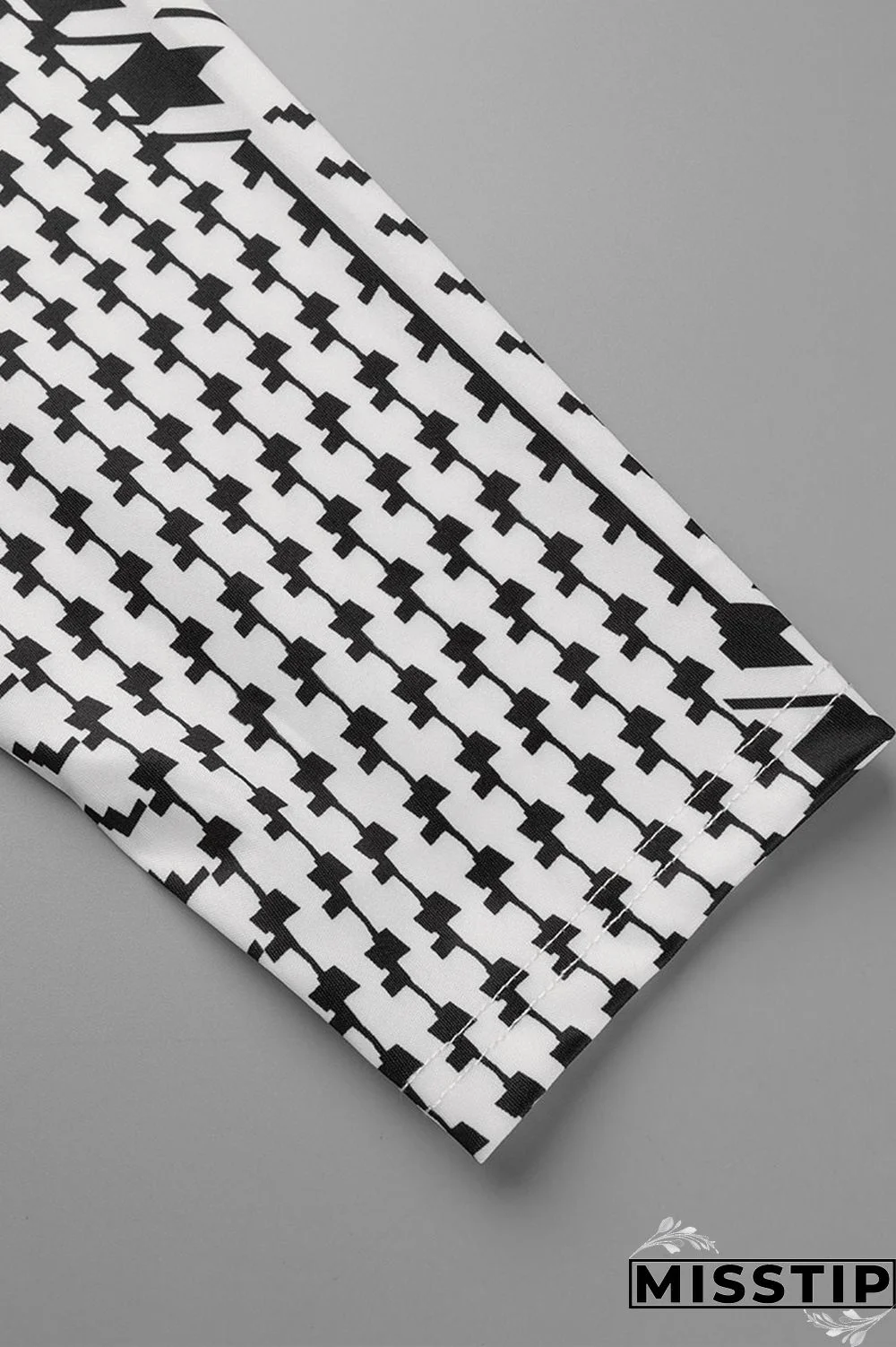 Black White Casual Print Ripped Printing Cardigan Collar Long Sleeve Two Pieces