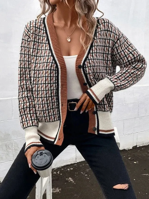 Retro Print Long Sleeve Sweater