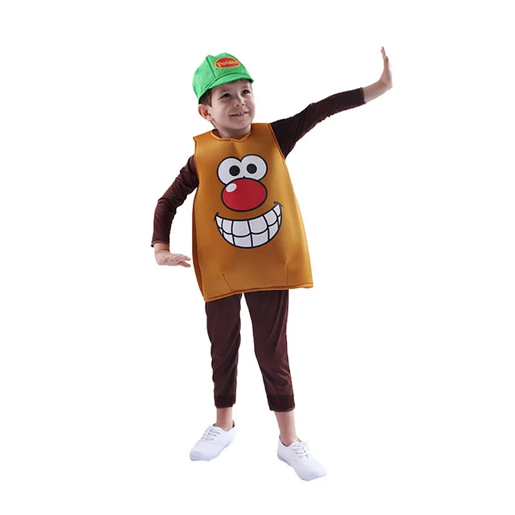 Kids Children Mr. Potato Aubergine Peppers Carrots Tomato Smocked Costume Hat Funny Food Cosplay Carnival Suit